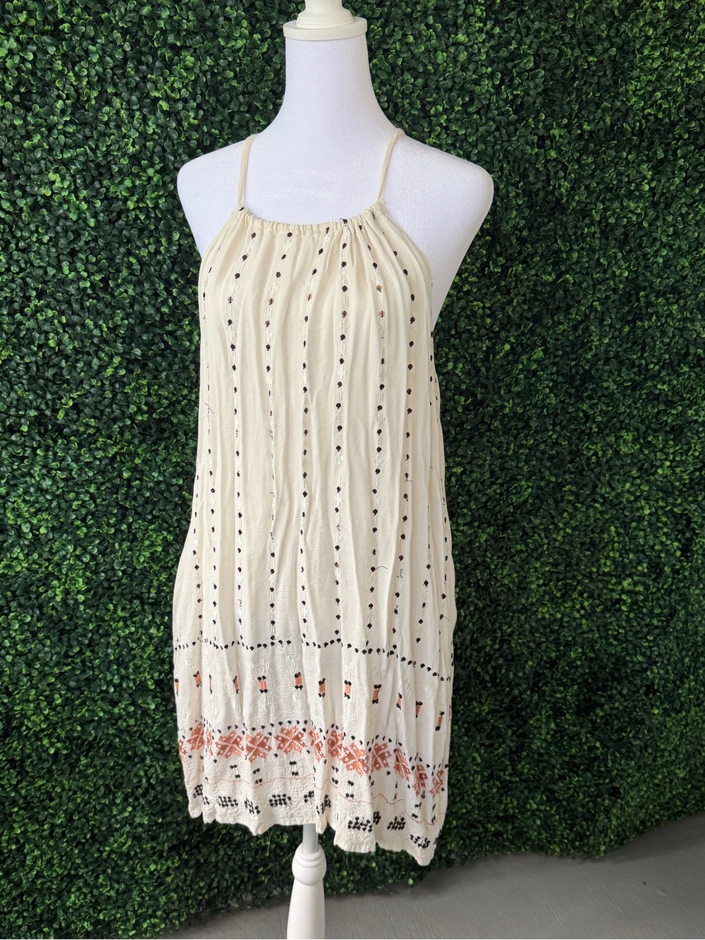 Lucky Brand Cream Textured boho dress